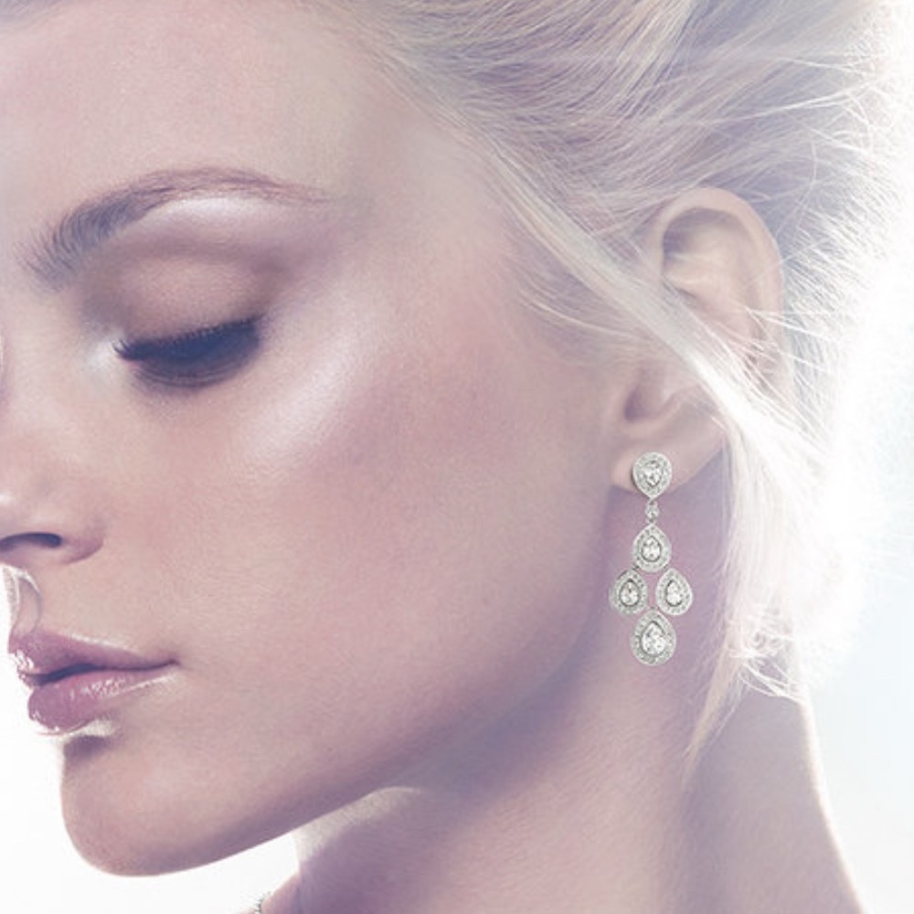 Authentic Swarovski Chandelier Earrings Clear Crystals Rhodium Plated